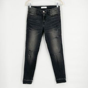 Flying Monkey Faded Black Gray Distressed Skinny Jeans Raw Hem Women’s Size 27